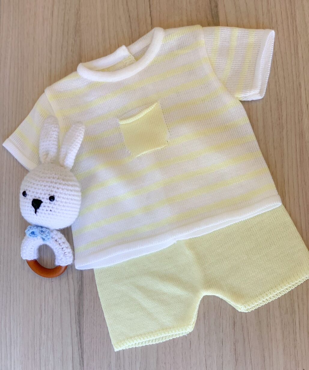 Conjunto tejido perlé familia "Amarillo"